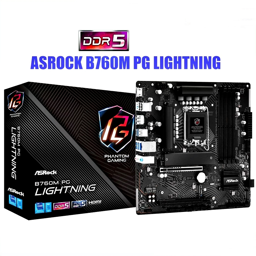 MAINBOARD (เมนบอร์ด) ASROCK B760M PG LIGHTNING (DDR5) (SOCKET LGA 1700)