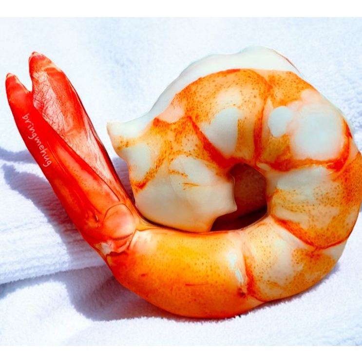 bringmehug หมอนกุ้งนึ่ง ทรงกลม ขนาด 50 ซม หมอนหนุนรองคอ สำหรับตกแต่ง เป็นของขวัญ ไม่ซ้ำใคร