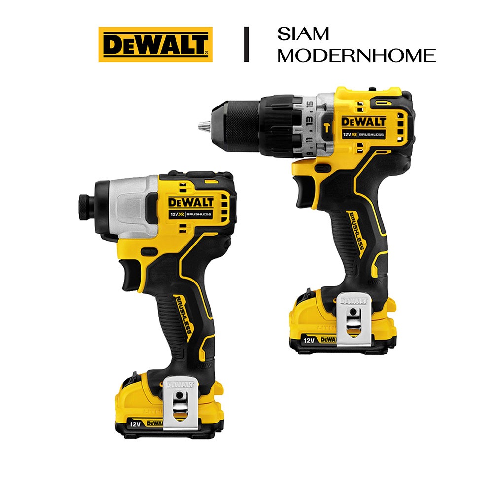 DEWALT ชุดสว่านกระแทกและไขควงกระแทก 12V Max พร้อมกล่องเครื่องมือ TSTAK รุ่น DCK2111L2T-B1