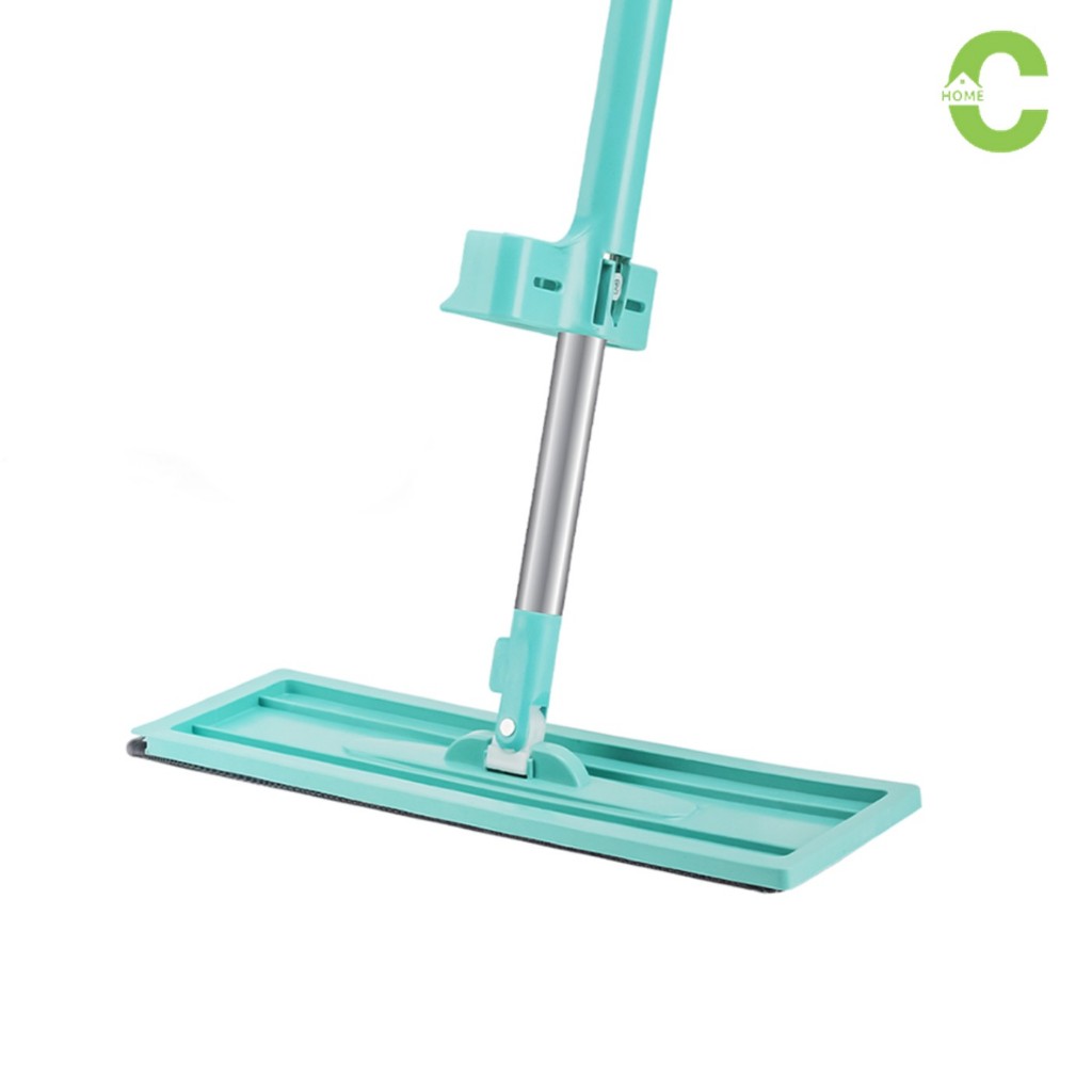 HOMEC ไม้ถูพื้นรีดน้ำ ไม้ม็อบแบบรีดน้ำ Flat Mop ถูง่าย แห้งไว ดูดซึมน้ำได้ดี หมุนได้ 360 องศา