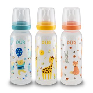 Pur ขวดนมทรงตรง - สัตว์แฮปปี้  8 ออนซ์ Classic Round Bottle …