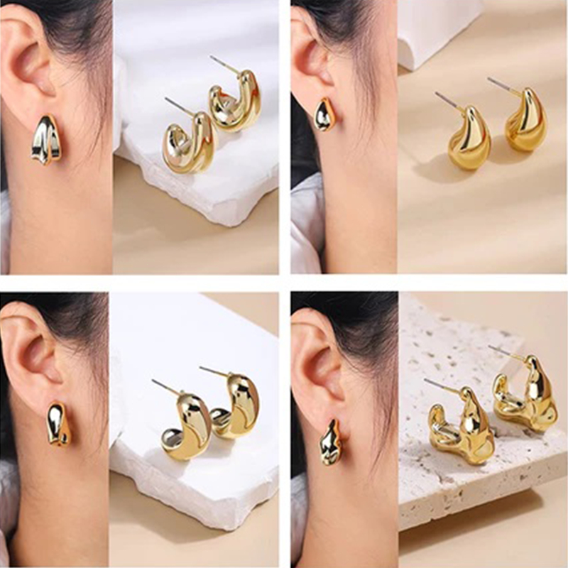 Hot หลายรุ่น ต่างหูทอง earring ตุ้มหูห่วง หยดน้ำ ต่างหูห่วง หรูหรา jewelry accessories เครื่องประดับแฟชั่น  92.5%เข็มเงิ