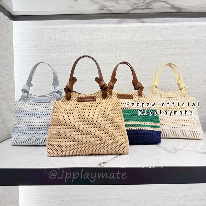 Charles & Keith กระเป๋าสะพาย รุ่น Ida Knotted Handle Knitted Tote Bag : CK2-30782111 แท้จากชอป