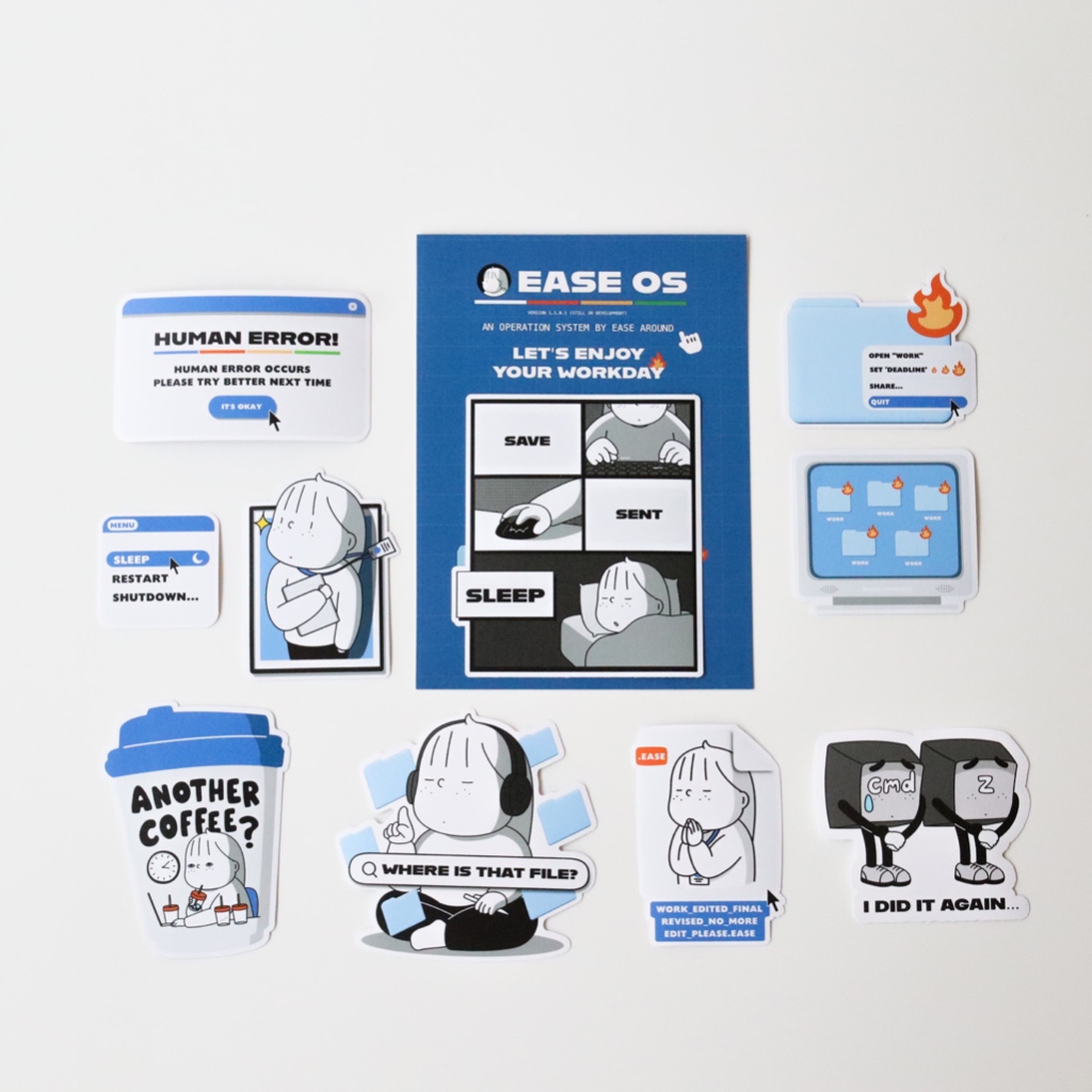 เซตสติกเกอร์ไดคัท กันน้ำ EASE OS | ease around