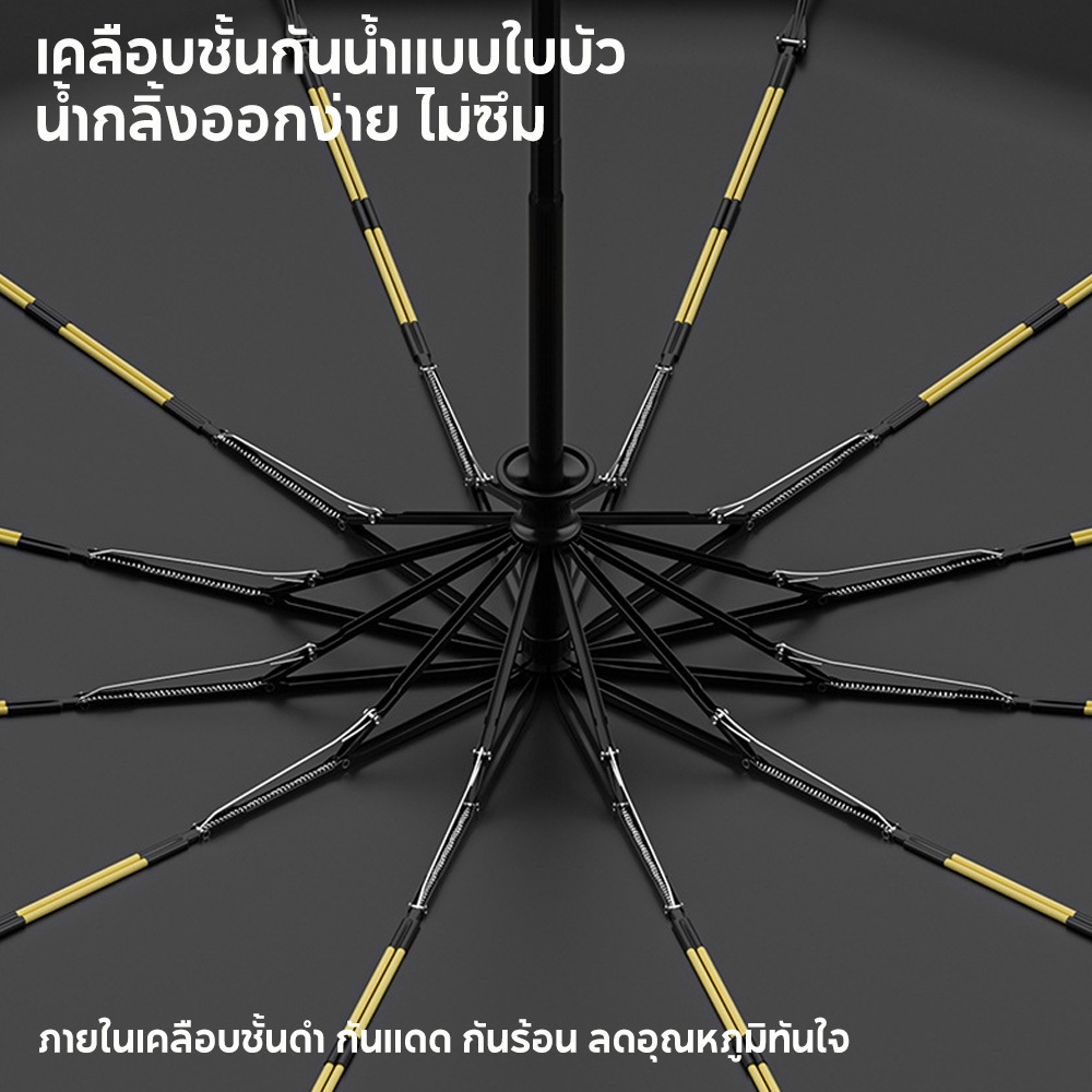 ร่ม ร่มอัตโนมัติ สีพื้น กันฝนกันแดดกันUV พกพาสะดวกน้ำหนักเบา ระบบเปิด-ปิดออโต้ เลือกได้ 9 สีเส้นผ่าศูนย์กลาง 105ซม ราคา ถูกที่สุด ดีลบีเคเค แกลเลอรีภาพที่ 6