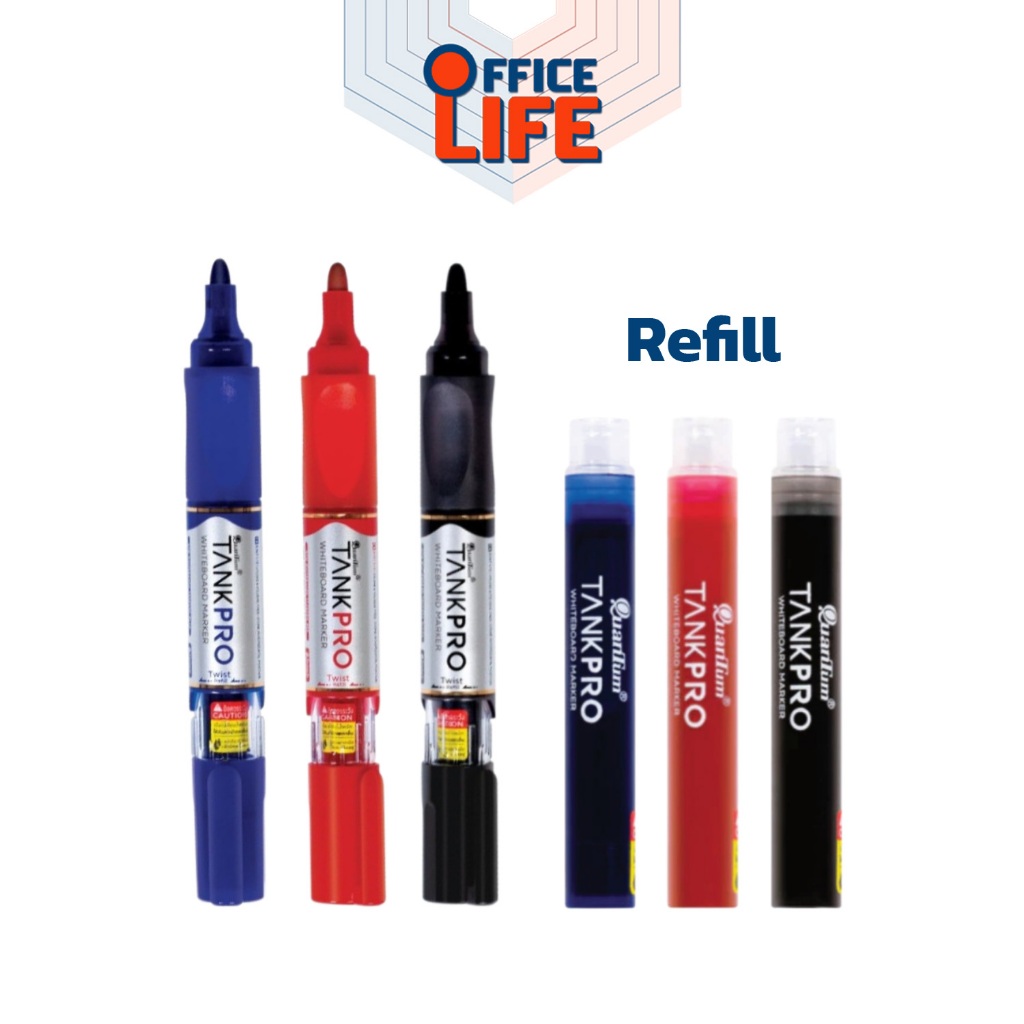 Quantum (ควอนตัม) ปากกาเขียนไวท์บอร์ด รุ่น TANKPRO เปลี่ยนไส้ได้ กลิ่นไม่ฉุน ( 1 ด้าม ) ราคา ถูกที่สุด ดีลบีเคเค