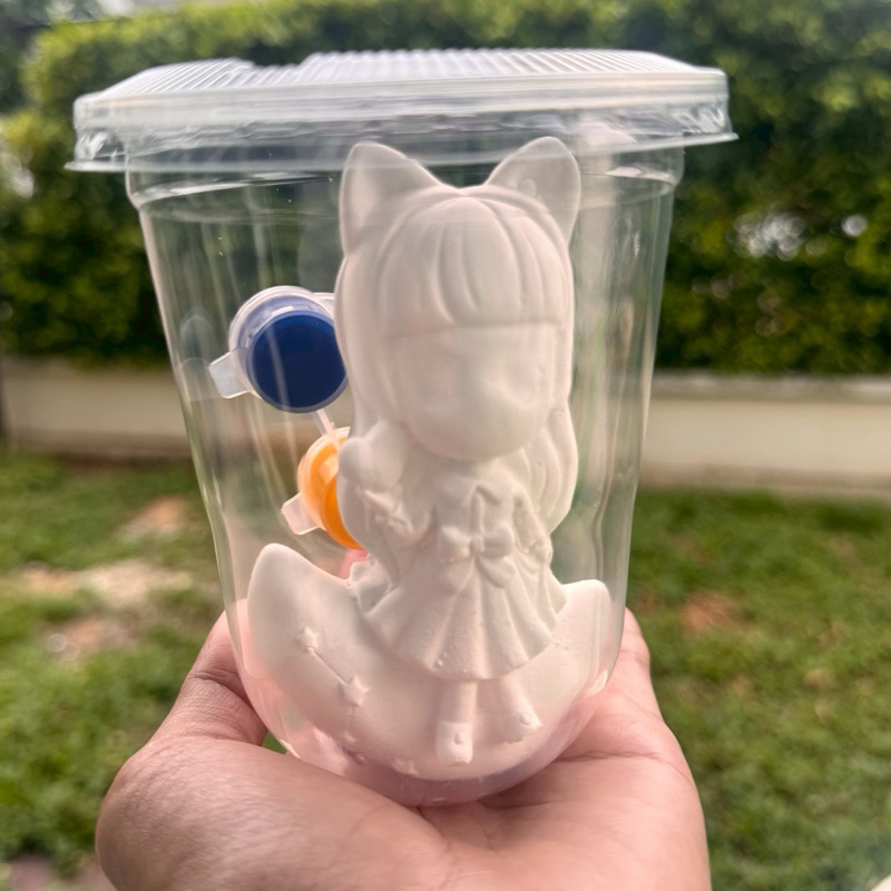 ตุ๊กตาระบายสีปูนปลาสเตอร์✔️<แบบแก้ว >พร้อมสี และ พู่กัน ‼️คละแบบ ‼️คละลาย - รูปที่ 2