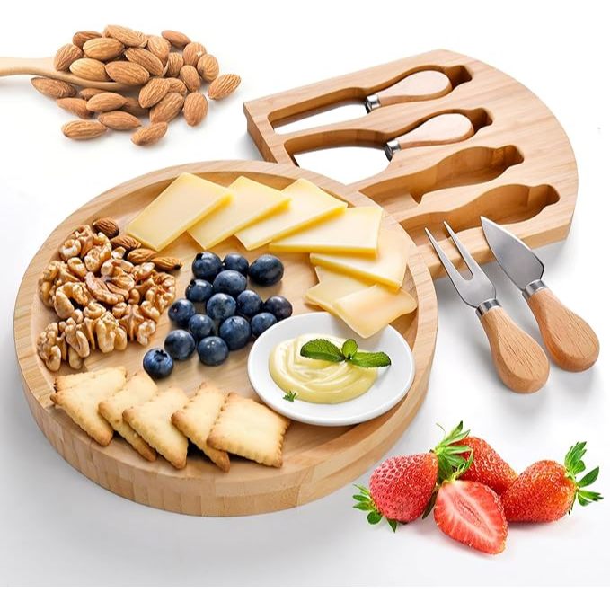 ชุดเขียงชีส Bamboo Cheese Board and Knife Set