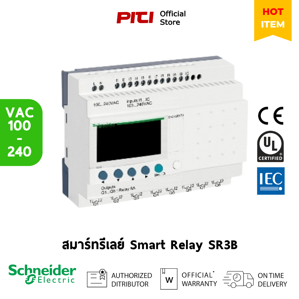 Schneider Smart Relay SR3B261FU 100-240VAC 26 I/O Modular Zelio Logic SR2 SR3 Clock Display
