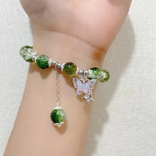 COD💖สร้อยข้อมือลูกปัดผีเสื้อ เครื่องประดับสำหรับผู้หญิง สร้อยข้อมือลูกปัดสีสันสดใส แฟชั่น หรูหรา เหมาะกับของขวัญ-Lune