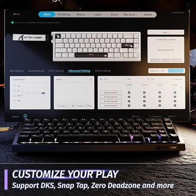 Attack Shark X68HE คีย์บอร์ดสวิตช์แม่เหล็กสําหรับเล่นเกม FPS 8K Polling Rate