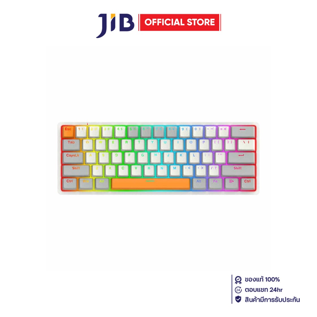 KEYBOARD (คีย์บอร์ด) REDRAGON AKALI K642 BROWN SWITCH RGB EN/TH - WHITE-GREY-YELLOW