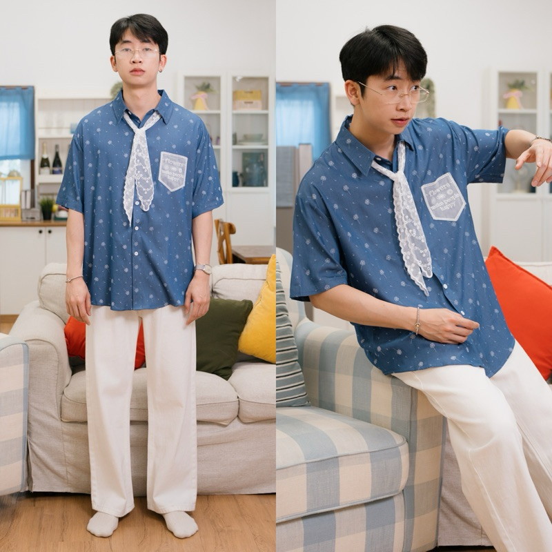 FLOWER SHIRT เสื้อเชิ้ตแขนสั้นทรงโอเวอร์ไซส์