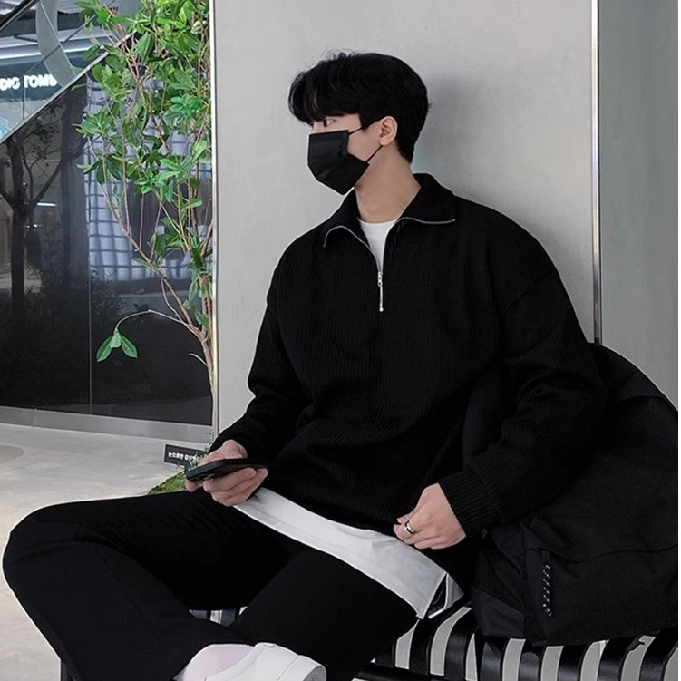 เสื้อผู้ชาย แขนยาว ผ้าลูกฟูก เสื้อโปโล กันหนาว ผ้าลูกฟูก แขนยาว ทรงหลวม สไตล์เกาหลี รูปที่ 2
