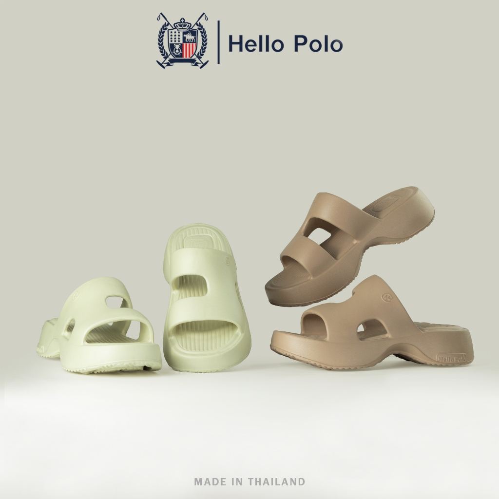 Hello Polo รองเท้าส้นสูงผู้หญิง รองเท้าแฟชั่นลําลอง เบาสบาย กันลื่นและทนทาน สไตล์ทันสมัย สไตล์ครีม ไม่มีกลิ่น HP8046