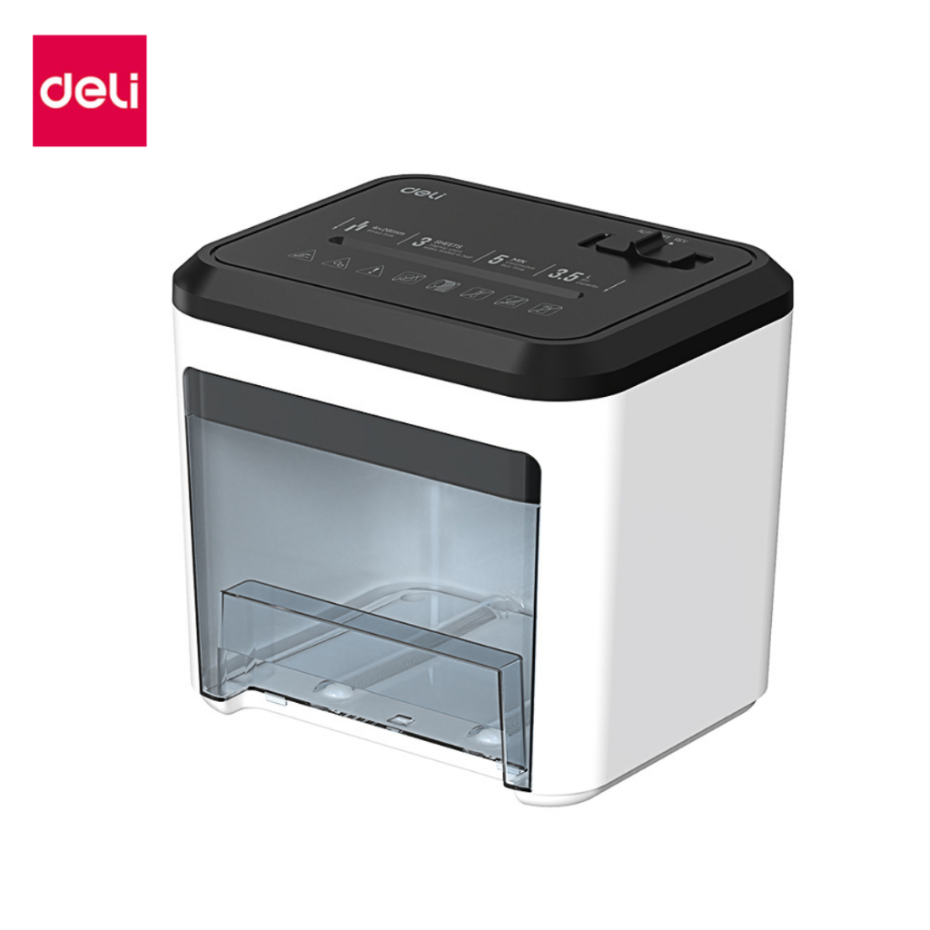 Deli เครื่องทำลายกระดาษ 3.5L เครื่องทำลายเอกสาร ย่อยกระดาษ ทำงานต่อเนื่อง 5 นาที Paper Shredder