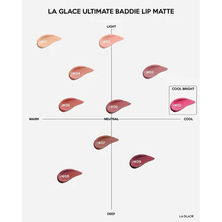 (กดในไลฟ์99฿) ลิปแมทลากลาส LA GLACE ULTIMATE BADDIE LIP MATTE | ลิปแมทลากลาส 10 เฉดสี เนื้อนุ่ม soft matte เบลอร่องปาก