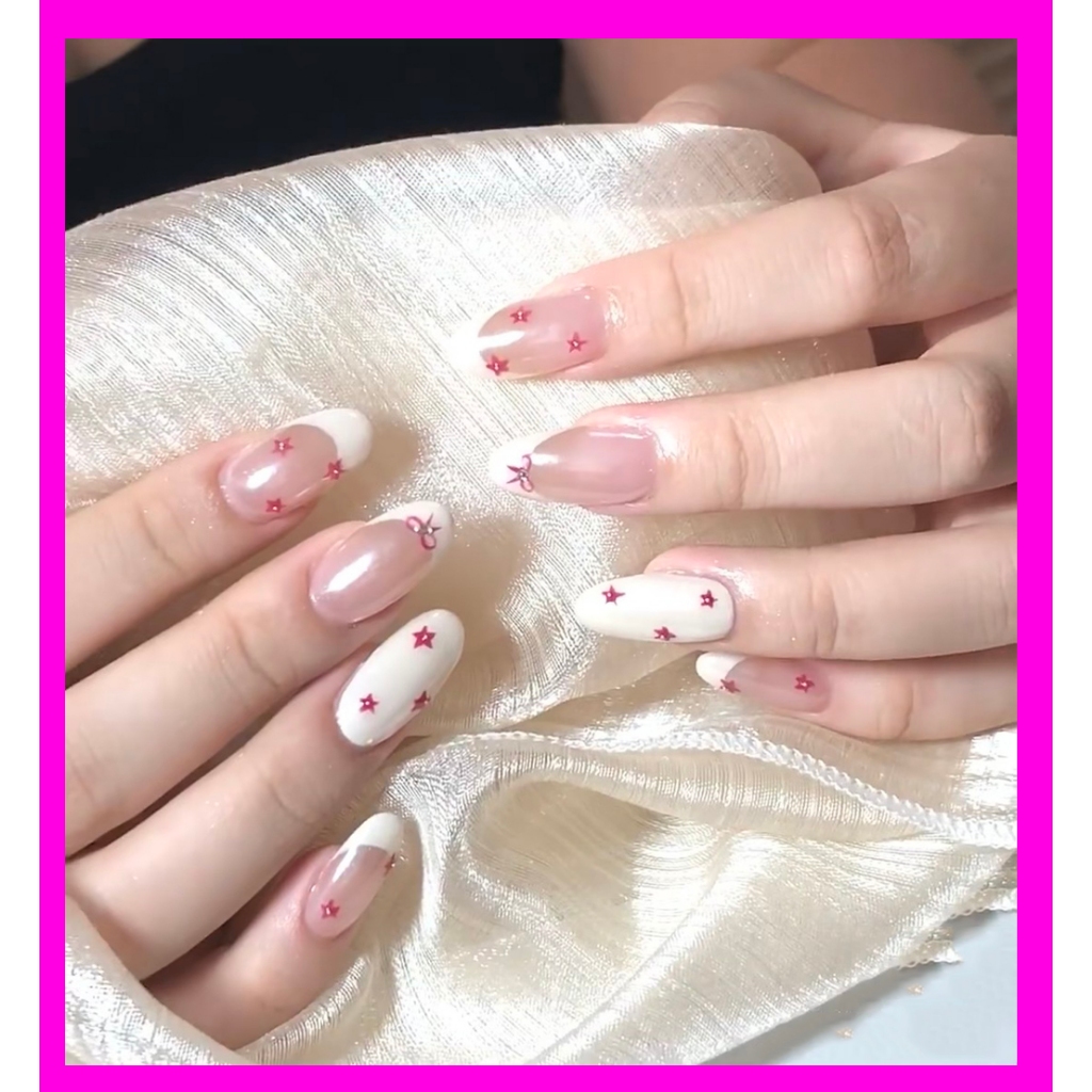 DIYชุดเล็บปลอม กันน้ํา ถอดออกได้ น่ารัก สําหรับตกแต่งเล็บ 24 ชิ้น