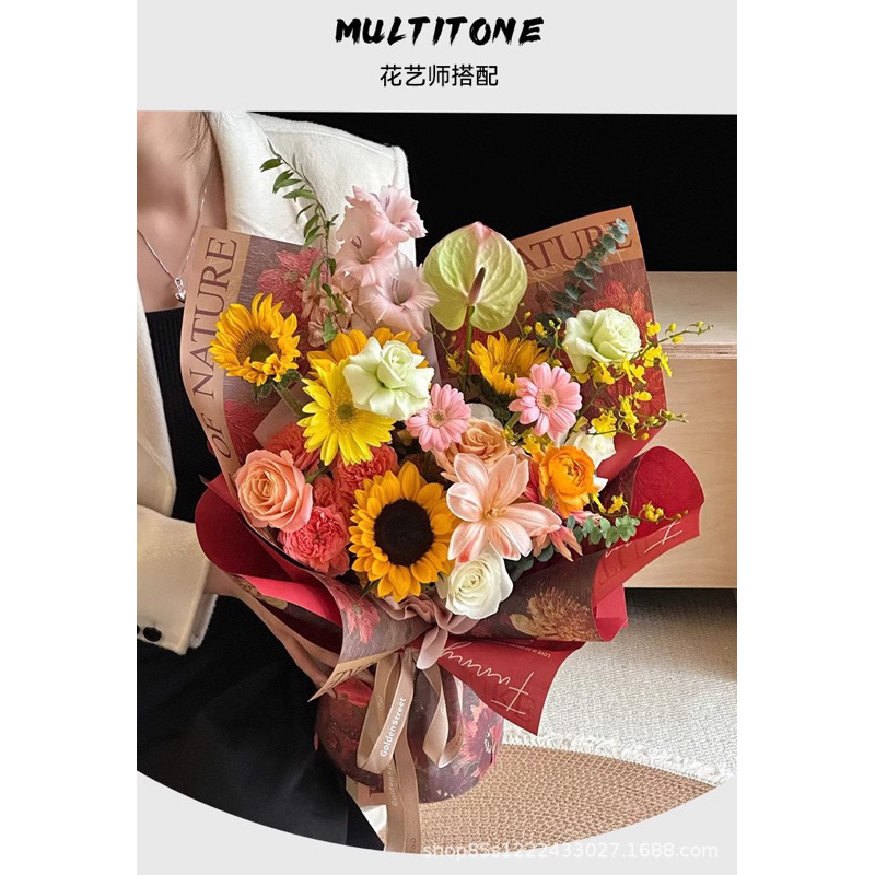 กระดาษห่อดอกไม้ ห่อช่อดอกไม้ ขนาด 50*35ซม แพ็ค 10แผ่น สินค้าพร้อมจัดส่งในไทยครับ - รูปที่ 4