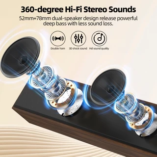 GOOJODOQ Ab4084 ลําโพง Bluetooth 5.3 ลำโพงบลูทูดีไซน์ไม้แ ลําโพงพกพา 2 ช่อง 3600mah ลำโพงบลูทู
