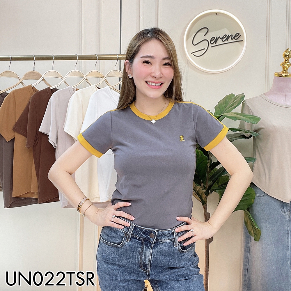Serene's Choice เสื้อคอกลมแขนสั้น ทูโทน ผ้าคอตตอนพรีเมี่ยมญี่ปุ่น Short Sleeve T-Shirt  Double Stripe Embroidered