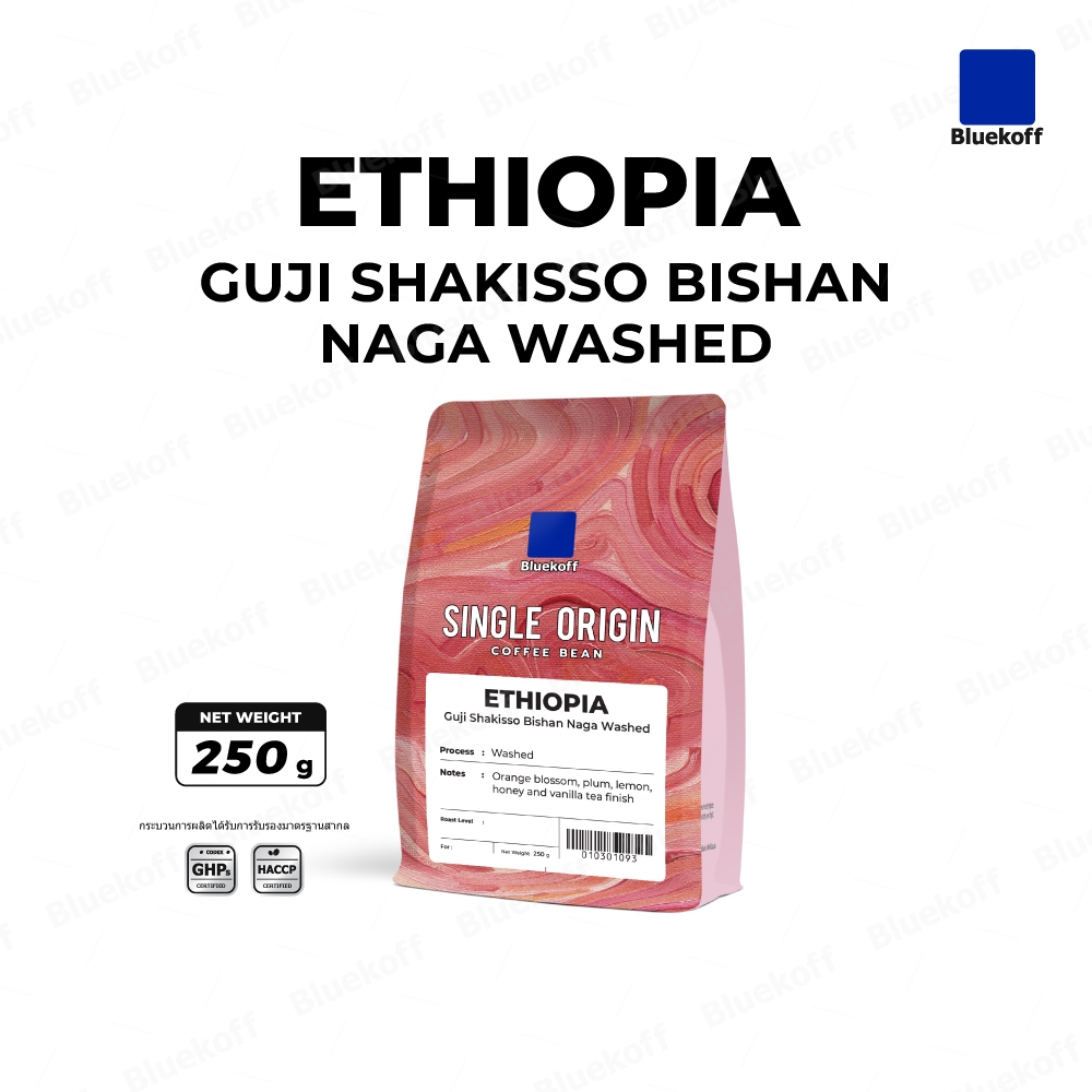 Bluekoff เมล็ดกาแฟ Ethiopia Arabica 100% อราบิก้า 100% (1 ถุง บรรจุ 250 กรัม)