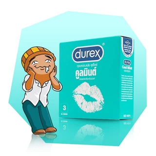 Durex Cool Mint ถุงยางอนามัย ผิวเรียบ สูตรเย็น กลิ่นหอม ขนาด 52.5 มม. บรรจุ 1 กล่อง (3 ชิ้น)