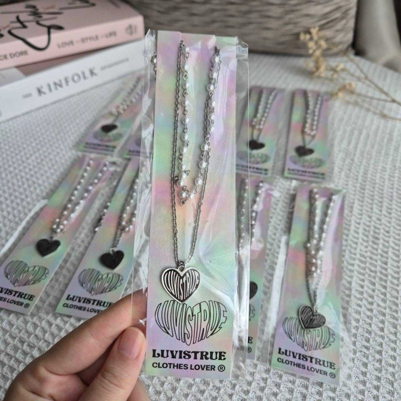พร้อมส่ง [ใช้โค้ด30%ลด฿1,000] ของแท้💯‼️ LUV IS TRUE CH LUV NECKLACE(SILVER) สร้อยคอ รูปหัวใจ  (แบบ 2