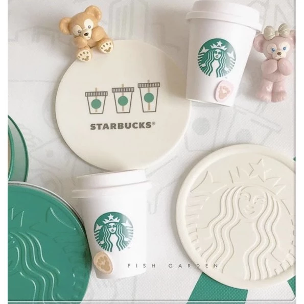 ที่รองแก้ว Starbuck ขนาด 9 cm ลาย 2 ด้าน พลาสติกหนา