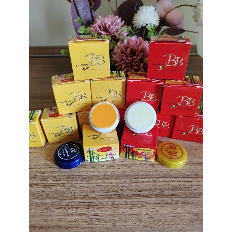 12 กล่อง ครีมแบมบู Bambu สูตรขมิ้น 6 กล่อง แตงกวา 6 กล่อง มอยส์เจอร์ไรเซอร์ ปริมาณ 5 กรัม