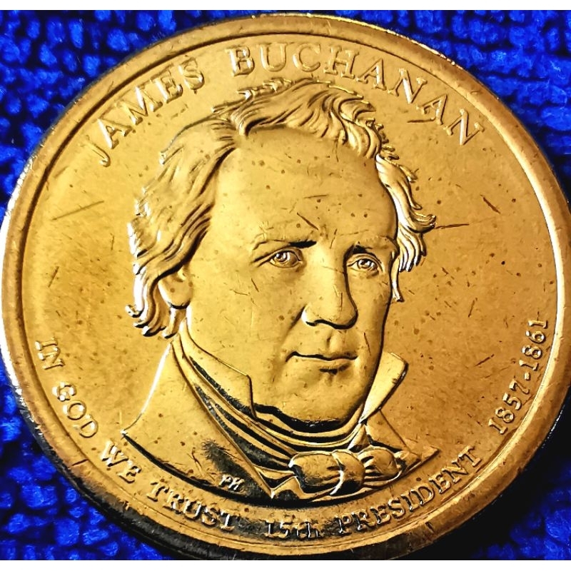เหรียญ​สหรัฐอเมริกา​ USA, 1 Dollar, (15th President​ James Buchanan), #4400, ไม่​ผ่าน​ใช้​ UNC