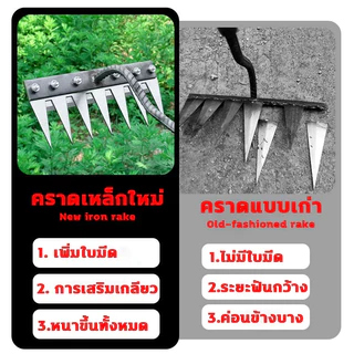 คราด คราดหญ้า คราดเหล็ก 7ฟัน 8ฟัน คราดถากหญ้า คาดหญ้า คราดเหล็ก คาดหญ้าเหล็ก คราด อุปกรณ์ทำสวน คราดมีด้าม