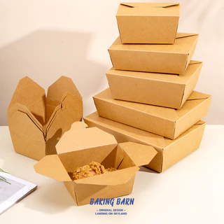 Baking barn (50 ชิ้น/แพ็ค) กล่องกระดาษเหลี่ยมแบบพับล๊อค Paper lunch box