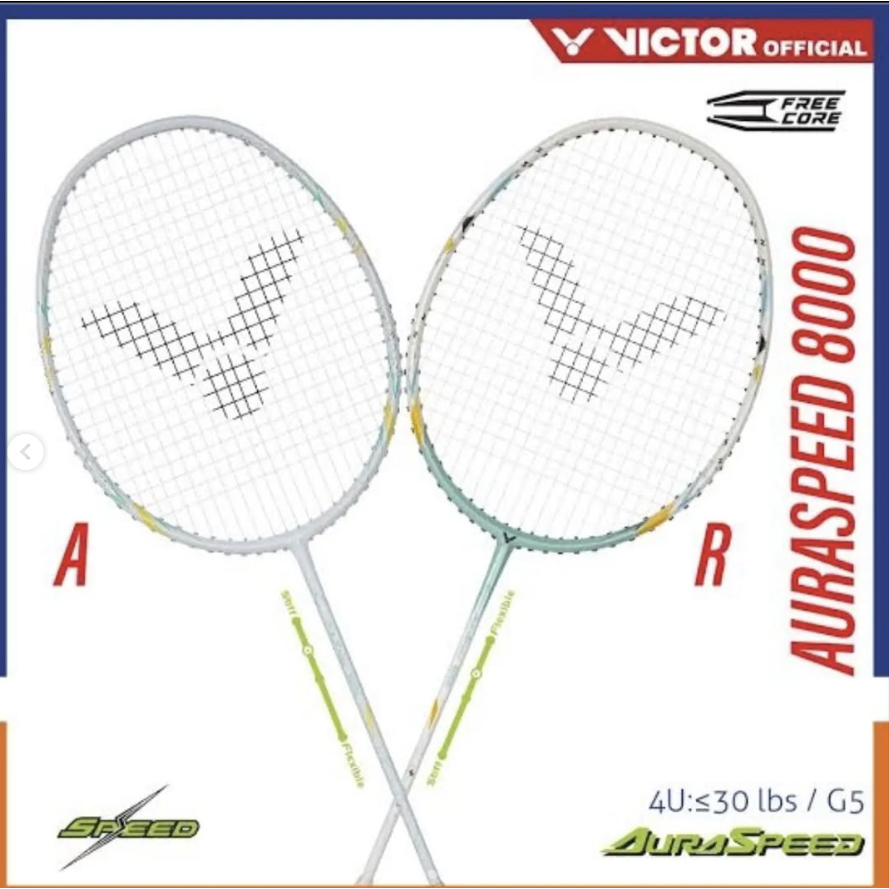 🚀(สปีดเต็มแม็กซ์)🚀 VICTOR Auraspeed 8000 / 8100 ✨ เลือกได้ 3 สี ขาว ⚪ ฟ้า 🌊 เขียว 🌿 สปีดไว ตีแม่น ฟินทุกลูก!