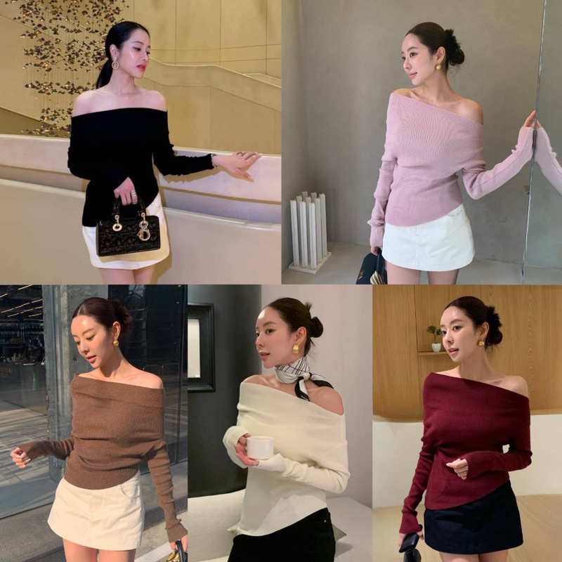 LITAS : JUDY TOP เสื้อปาดไหล่เเขนยาว เสื้อปาดไหล่ เสื้อเเขนยาวปาดไหล่