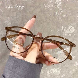 ส่งเร็ว🌼แว่นกรองแสงสีฟ้ากรอบใหญ่วินเทจสไตล์เกาหลีแฟชั่นเบาพิ…
