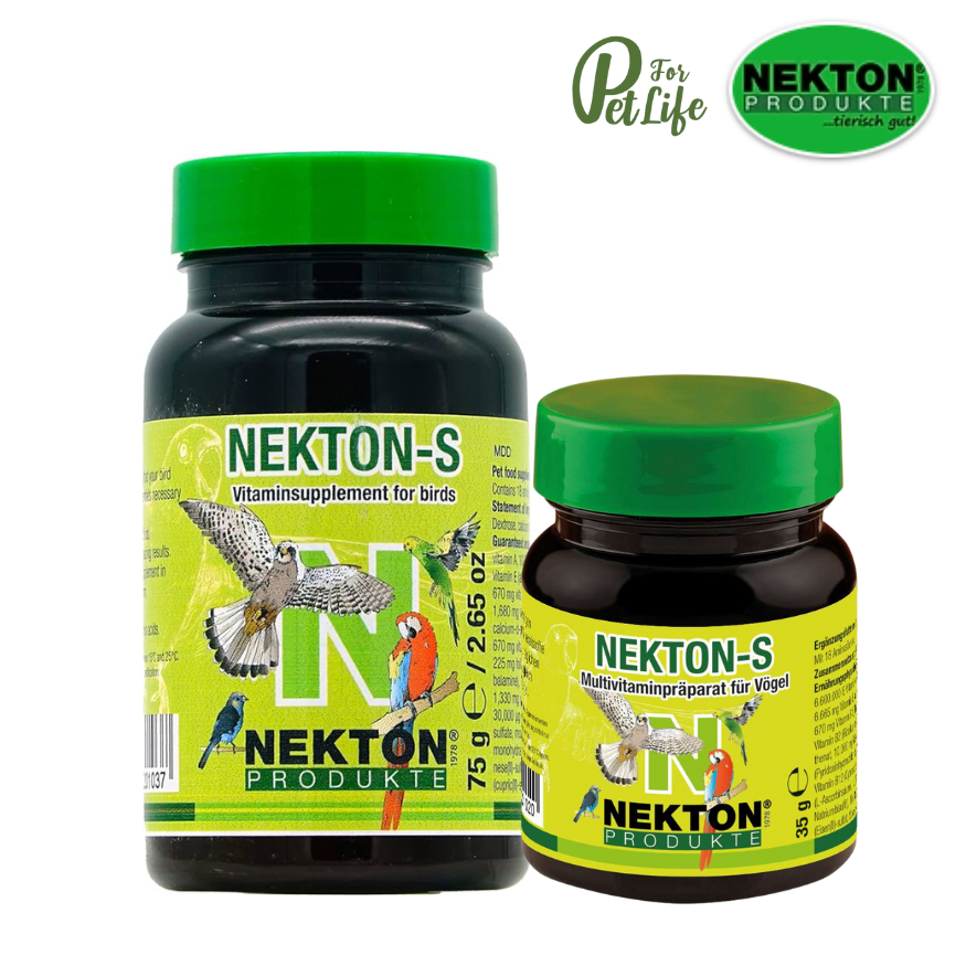 Nekton-S เนคตัสเอส อาหารเสริมสำหรับนก กรดอะมิโนเข้มข้น วิตามิน แร่ธาตุหลัก บำรุงขนเงางาม ส่งเสริมกระบวนการเผาผลาญอาหาร