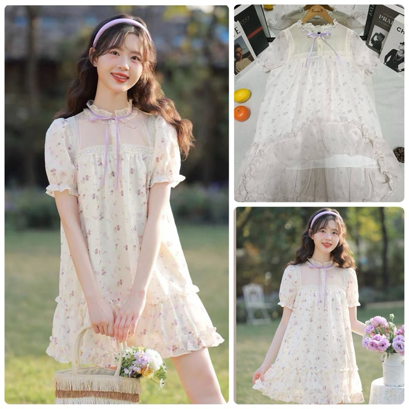 เดรสสั้น อก46ยาว35 ชีฟอง บางเบา YPY