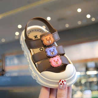 รองเท้ารัดส้นเด็ก สายรัดตีนตุ๊กแก พื้นมีกันลื่น สีสันสดใส ใส่สบาย Children's sandals พร้อมส่งในไทย