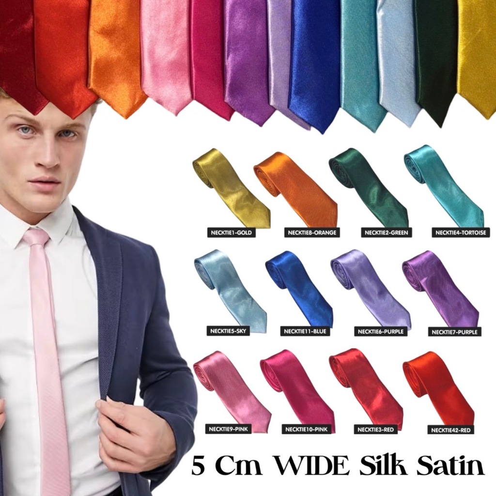 Necktie Champagne Gold  สีทอง Silk Satin 5 cm