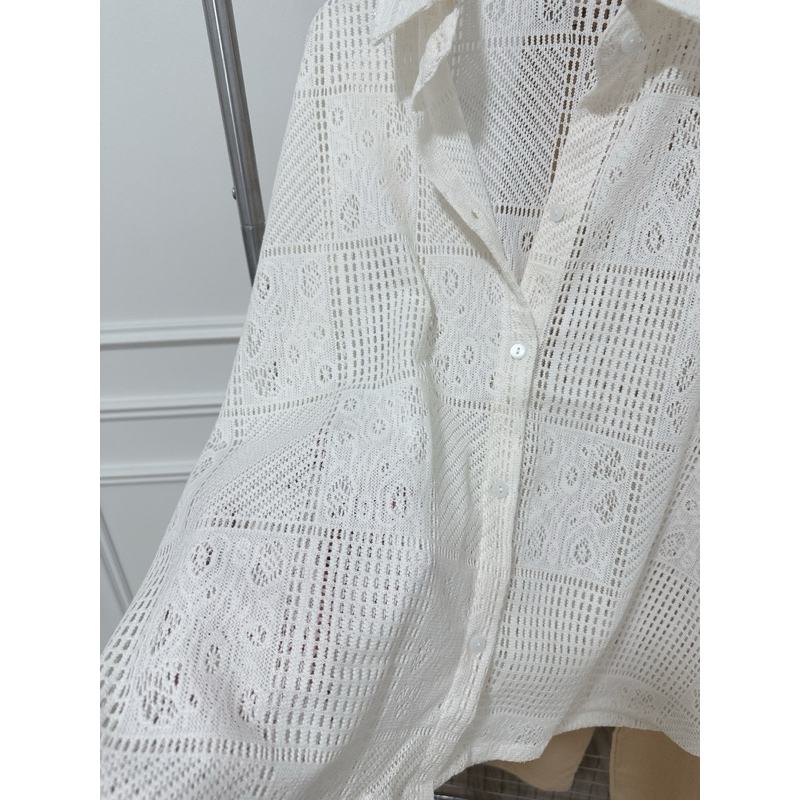 flora shirt เสื้อถักแขนสั้น อก 48“