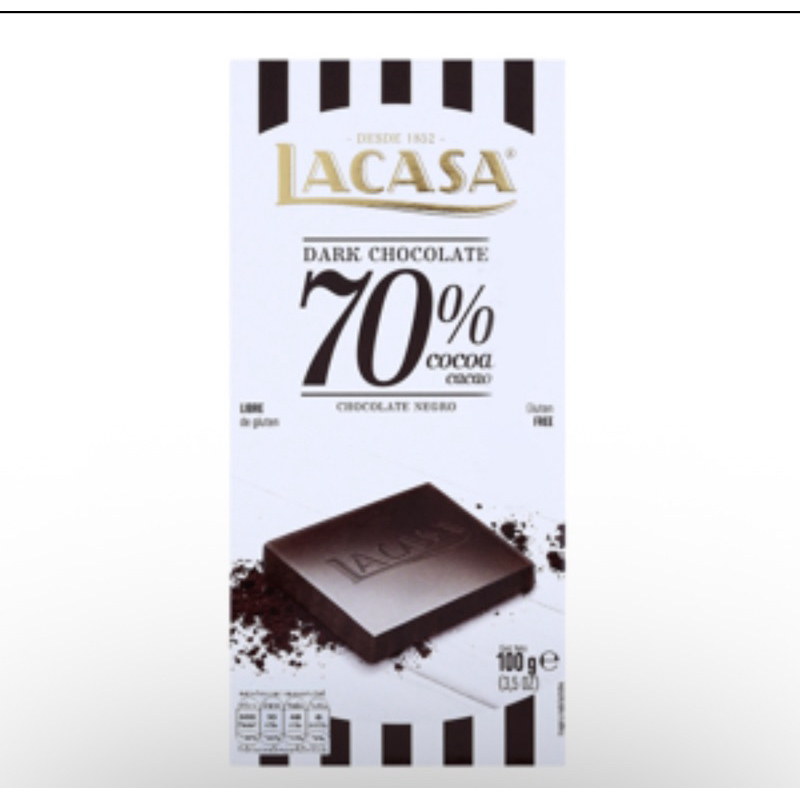 LACASA Dark Chocolate 70%Cacao/92% Cacao 100g. ลาคาซ่า ดาร์คช็อกโกแลต