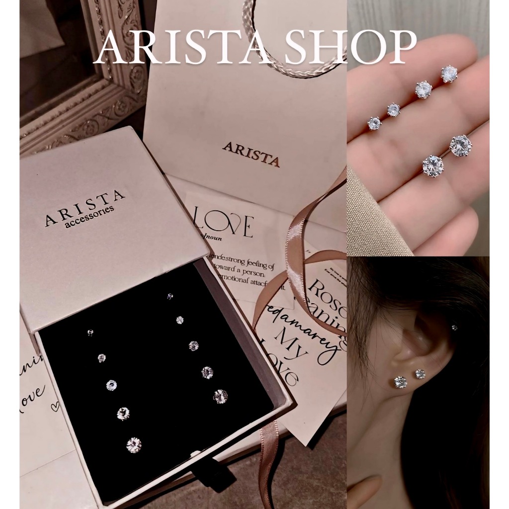 พร้อมส่ง ส่งไว เซทต่างหู 5 คู่ + อุปกรณ์ครบกล่อง รุ่น Diamond Earrings | ARISTA ACCESSORIES