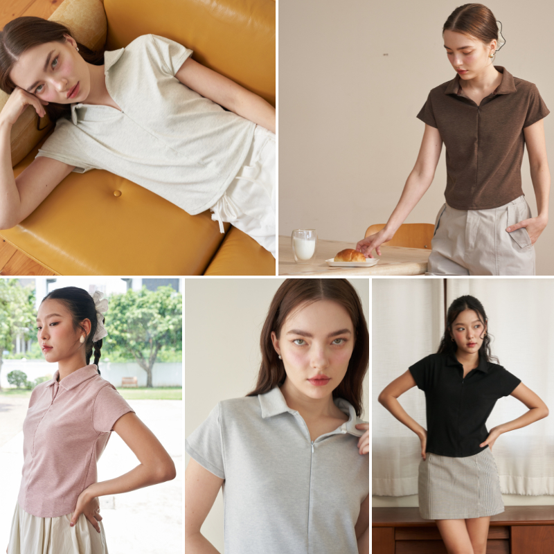 Cookie zipper polo เสื้อยืดโปโลแขนสั้น