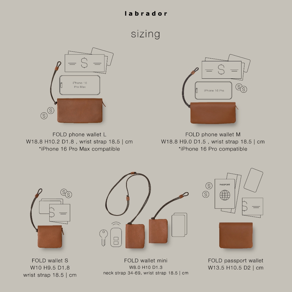 labrador FOLD phone wallet M กระเป๋าสตางค์แบบพับ ทรงยาว (LAA200)