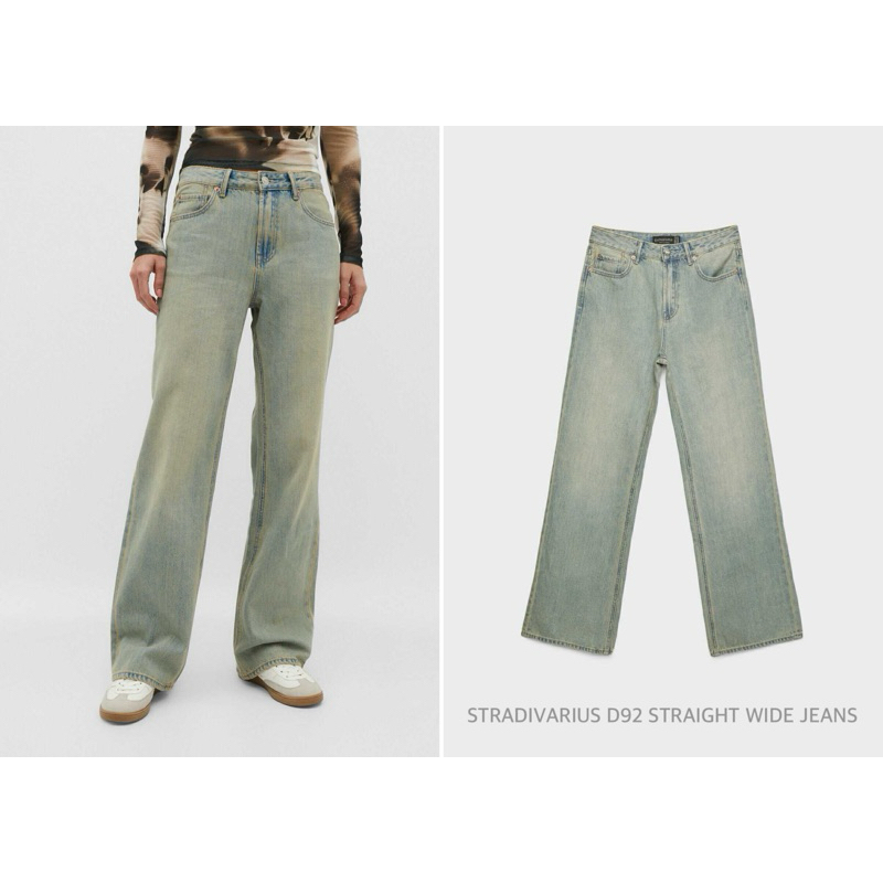 STRADIVARIUS กางเกงยีนส์ กางเกงวินเทจ ทรงตรงขากว้าง   D92 STRAIGHT WIDE JEANS (C1105)