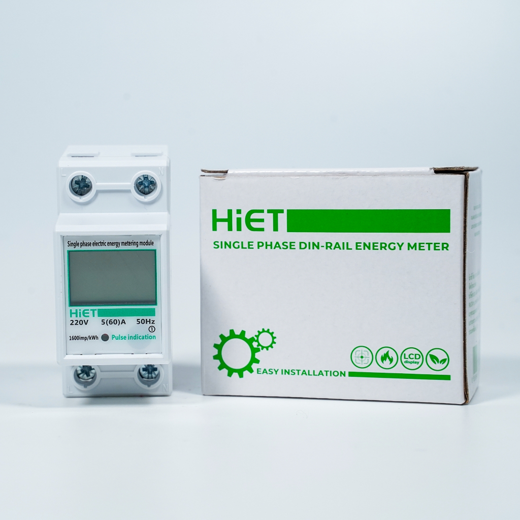 มิเตอร์ไฟฟ้า HIET เครื่องวัดพลังงานดิจิตอล SINGLE PHASE DIN-RAIL ENERGY METER