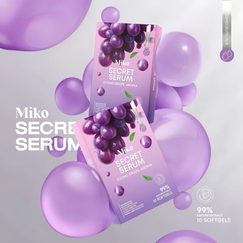 MIKO SECERT SERUM มิโกะซีเคร็ท กลิ่นองุ่นเคียวโฮ 1 กล่อง มี 10 เม็ด  [ปิดชื่อสินค้า/พร้อมส่ง]
