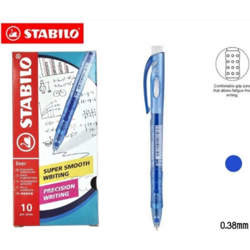 ปากกาลูกลื่น STABILO LINER 308 หัว 0.38 มม. สีน้ำเงิน