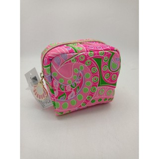 กระเป๋าเครื่องสำอางเอสเต้ใส่แป้งพัฟลิปสติกและเงินเหรียญ ผ้าต…